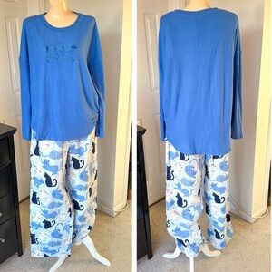 PETER ALEXANDER DOG AND CAT PRINT PAJAMA SET